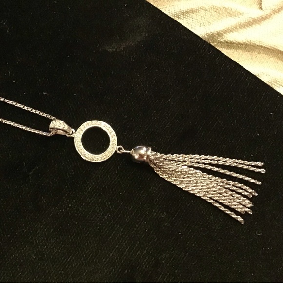 Beautiful sterling silver necklace with diamonds.  NEW - Picture 10 of 11